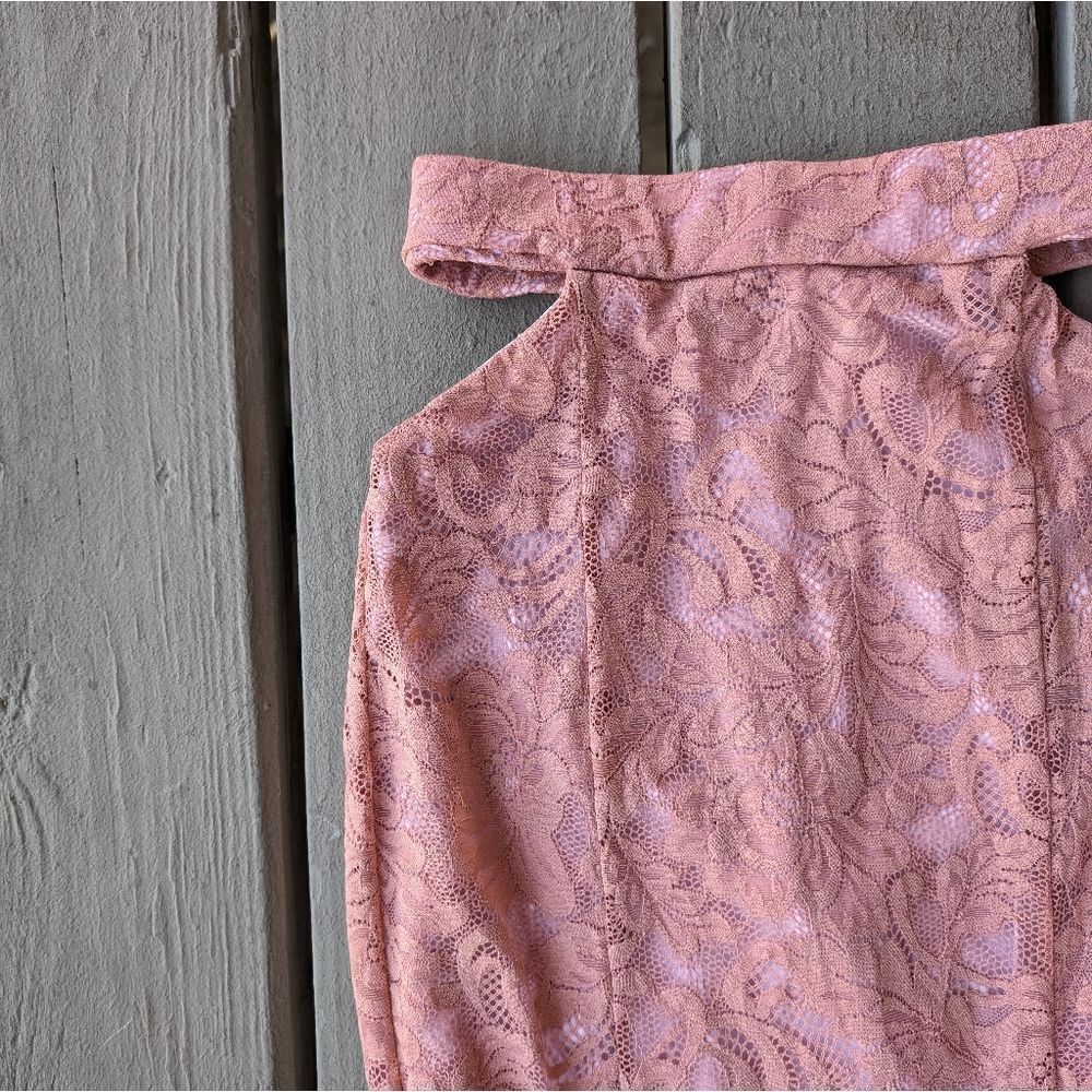 Michael Costello x Revolve Pink Lace High Waist‎ Cut Out Ruffle Pencil Skirt S - Picture 2 of 7
